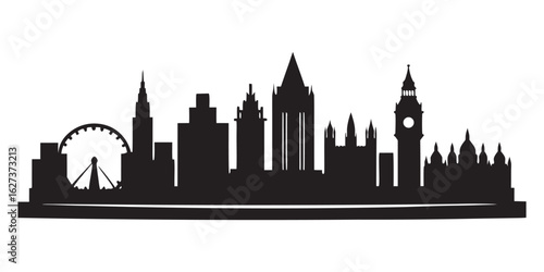 Iconic london skyline silhouette with famous landmarks and modern architecture