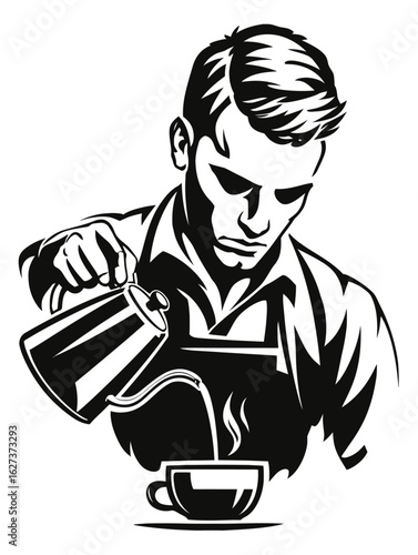 Skilled Barista Pouring Coffee in a Stylish and Modern Design