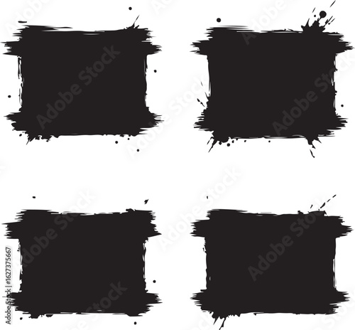 Collection of hand drawn chalk broad strokes silhouette vector  on white background, grunge line collection, brush texture banners, paintbrush vector set