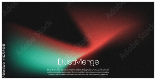 A Dark and Moody Abstract Design with a Dynamic Merging of Soft Teal and Crimson Light, Creating a Striking Contrast on a Black Background, with the "Dust Merge" Title

