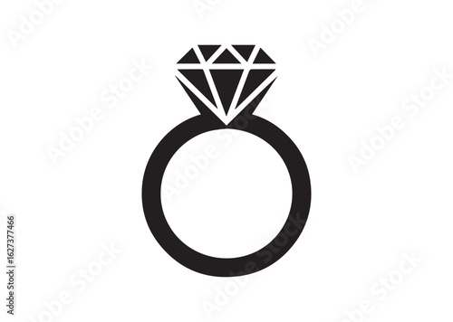 Diamond studded engagement ring vector illustration design