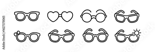 Sunglasses, eyewear outline icon set. fashion, accessory style collection