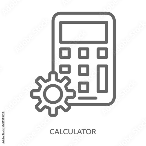Calculator Icon Line Style. Design Vector Illustration