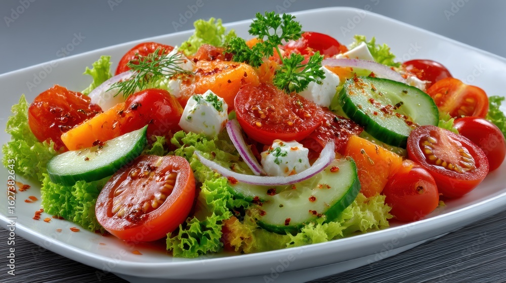 Colorful vegetable salad on a plate Colorful vegetable salad on a plate
