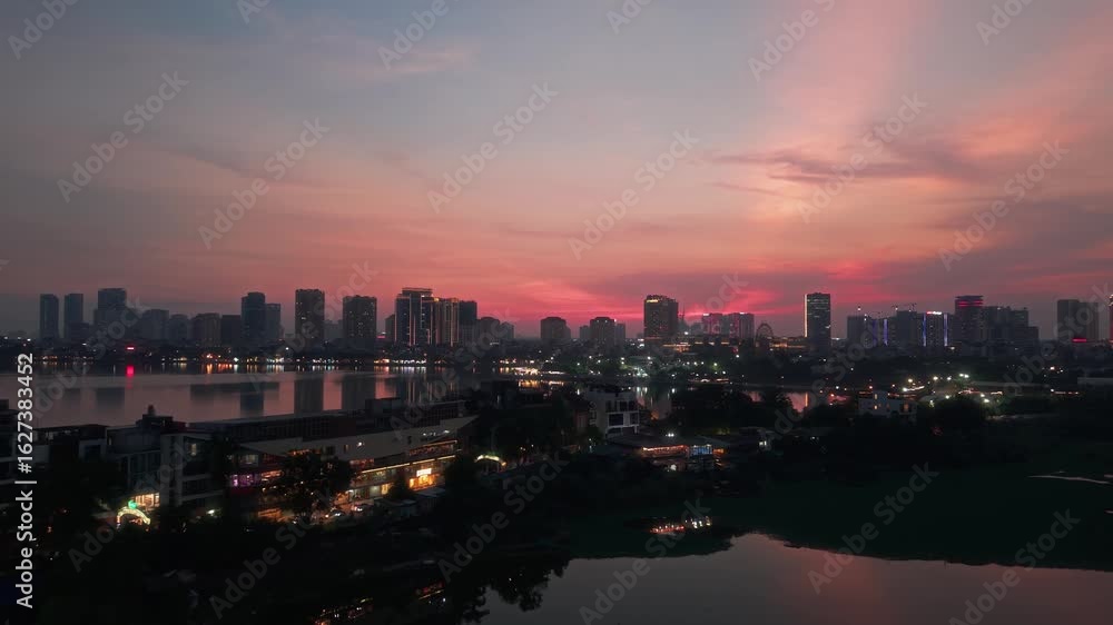 Tay Ho Hanoi Vietnam at sunset turning into night Tay Ho Hanoi Vietnam at sunset turning into night