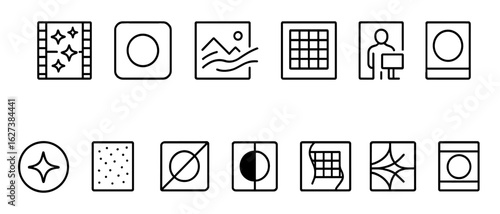 Photography, videography line icon set. camera, editing tools outlined collection