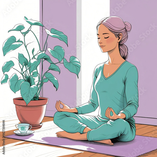 young woman meditating