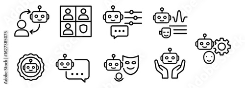Chatbot, communication line icon set. ai, interaction icons line collection