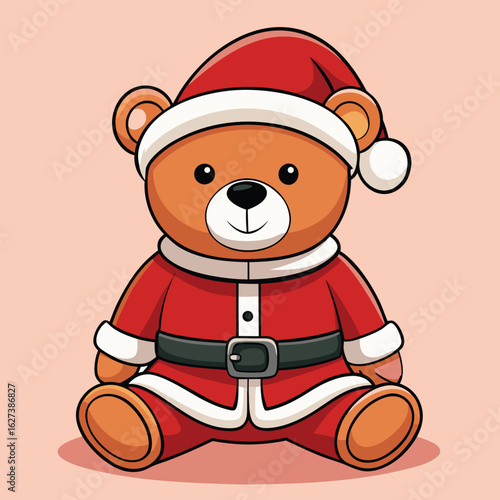 Adorable teddy bear dressed as Santa Claus christmas