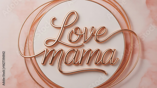 Luxury Mother's Day Greeting with Flowing Rose Gold 'Love Mama' Typography
