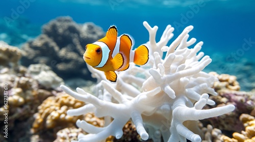 Clownfish Swimming Near Coral Reefs in a Vibrant Ocean Environment