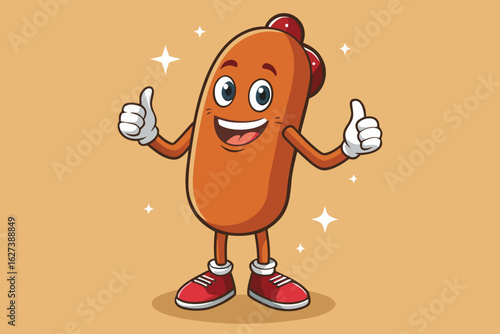 Cheerful hot dog character giving thumbs up hotdog food