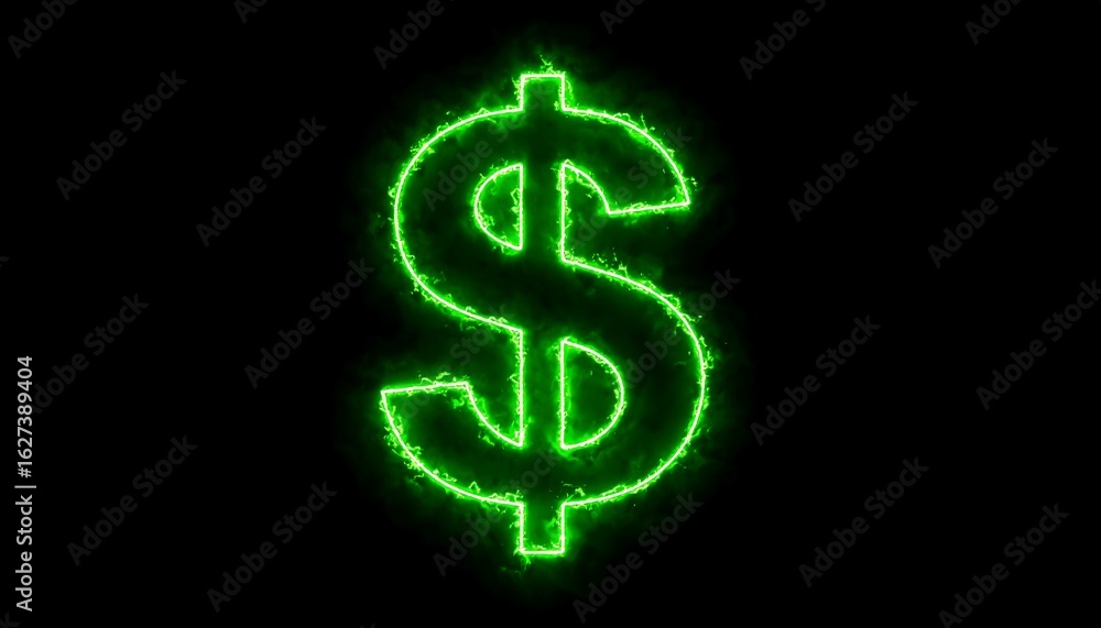 Obraz premium Glowing green dollar sign