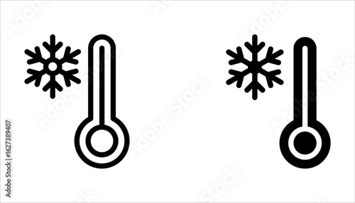Thermometer icon set. Hot, cold, Warm, freeze weather. Celsius, temperature icon on white background