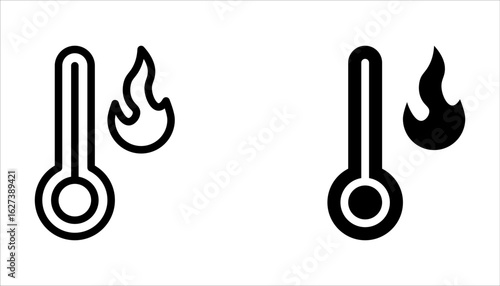 Thermometer icon set. Hot, cold, Warm, freeze weather. Celsius, temperature icon on white background