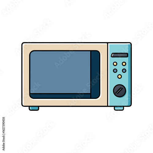 Flat design illustration of a modern microwave oven