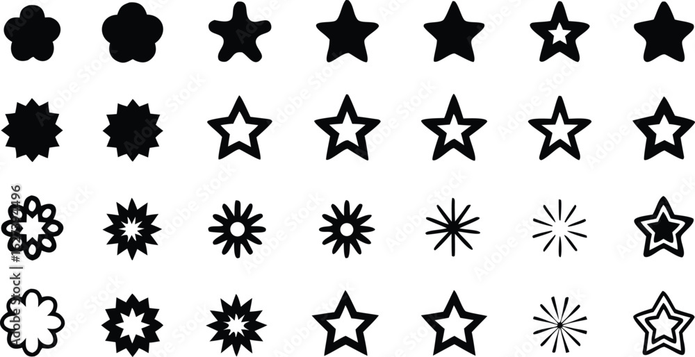 Fototapeta premium Various star and flower shapes icon