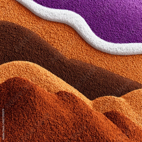 Abstract textured hills in layered, warm colors