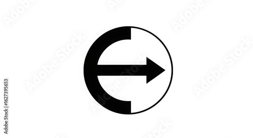 Ai generated image of black arrow inside a circle isolated on transparent background