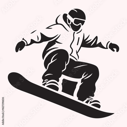Snowboarder Jumping Silhouette – Winter Sports Vector Illustration
