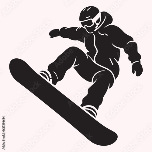 Snowboarder Jumping Silhouette – Winter Sports Vector Illustration