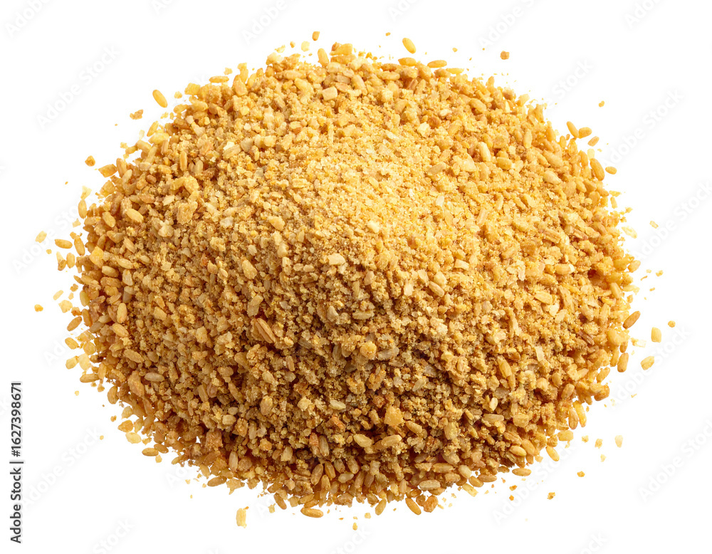 Toasted Ground Rice on White Background Toasted Ground Rice on White Background
