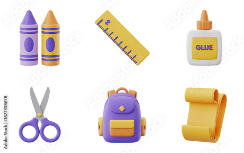 Vibrant school supplies collection for back-to-school campaigns and educational content creation
