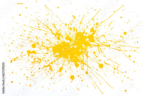 Abstract Yellow Paint Splash Isolated on White Background