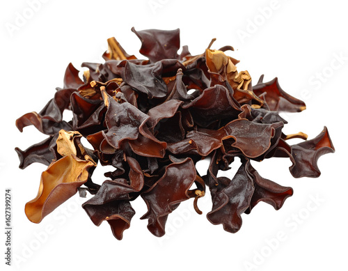 Dried Wood Ear Mushrooms on White Background