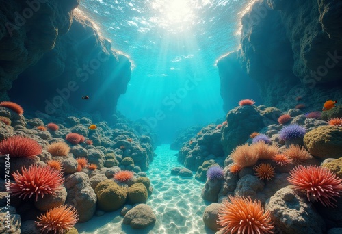 Wallpaper Mural vibrant tide pools overflowing colorful marine life amazing underwater ecosystems diverse sea creatures, reef, fish, anemone, seaweed, crab, ocean, octopus Torontodigital.ca
