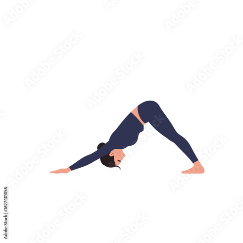 Downward Dog Yoga Pose Illustration on White