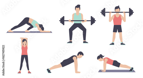 Fitness Training Routine: Vector Illustration