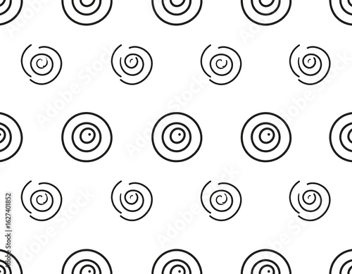 Playful pattern featuring concentric circles and spirals drawn in a minimalist style