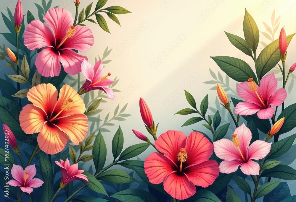 Fototapeta premium vibrant flower leaf vector arrangements colorful design botanical art nature inspiration, tropical, bouquet, petal, plant, flora, greenery, blossom, garden