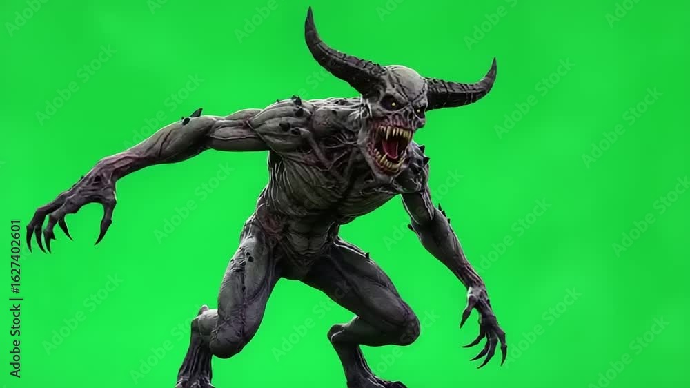 Demonic creature on green screen Demonic creature on green screen