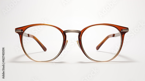 red glasses on white background