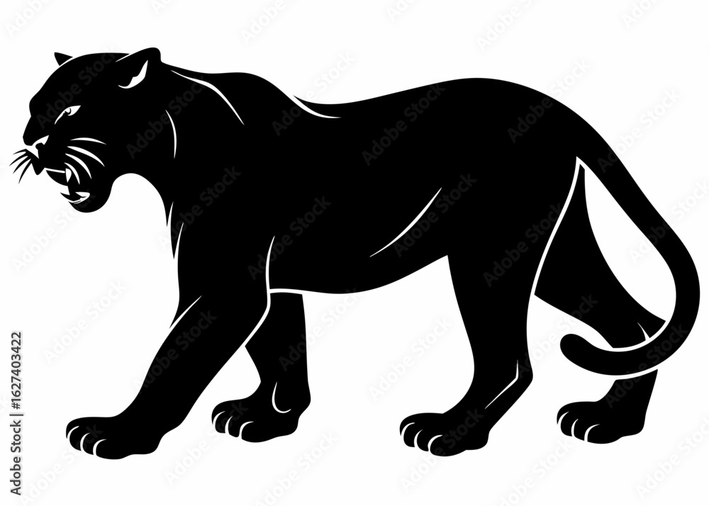 Fototapeta premium Black Panther Silhouette Roaring