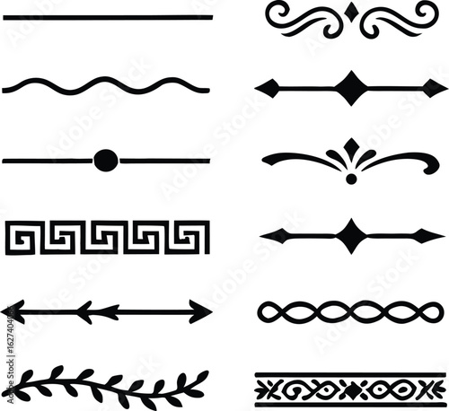 a black  colored border and divider designs whose various projects are usable