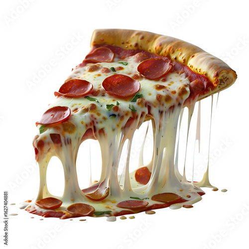 A dripping slice of pepperoni pizza