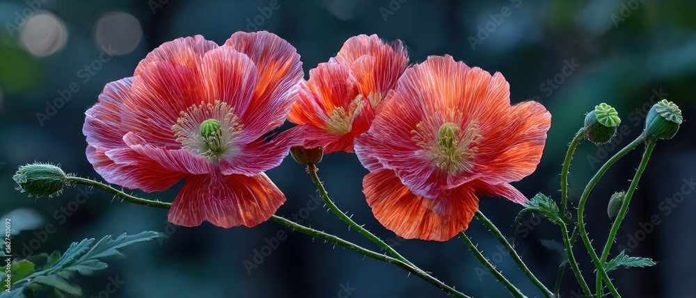 Obraz premium Delicate orange-pink poppies