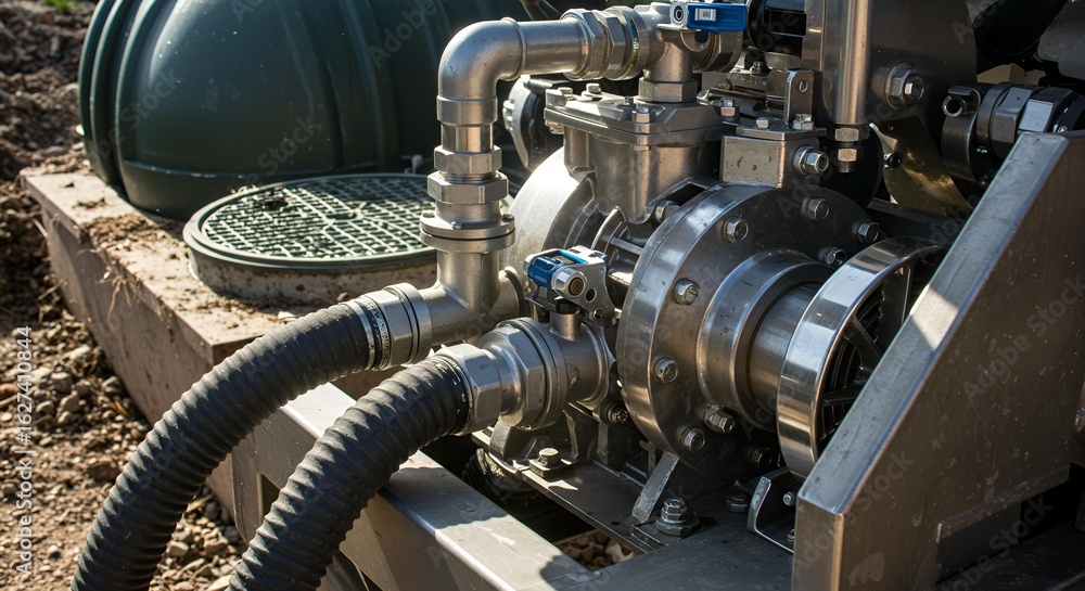 Obraz premium Industrial Pump System for Wastewater Treatment