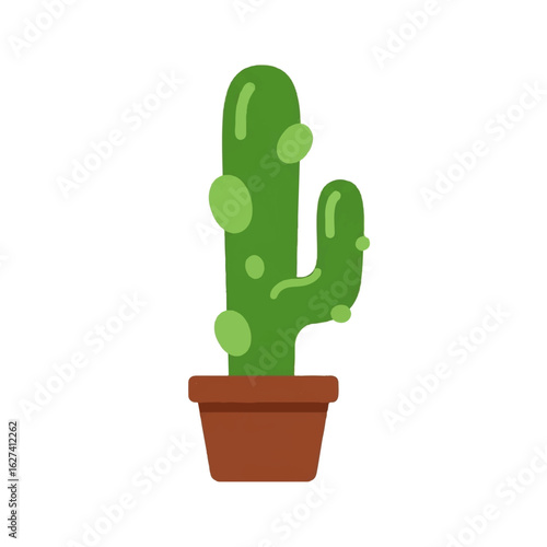 Green Cactus Plant in Brown Pot.