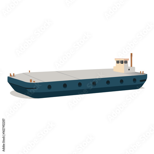Vector illustration of a blue pontoon boat on a white background