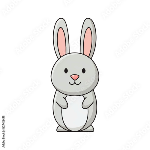 Adorable Cartoon Grey Bunny Rabbit Illustration.