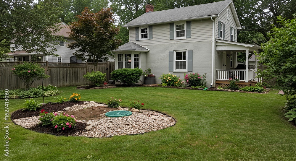 Obraz premium House with Landscaped Yard