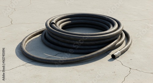 Coiled Hose on Concrete Surface