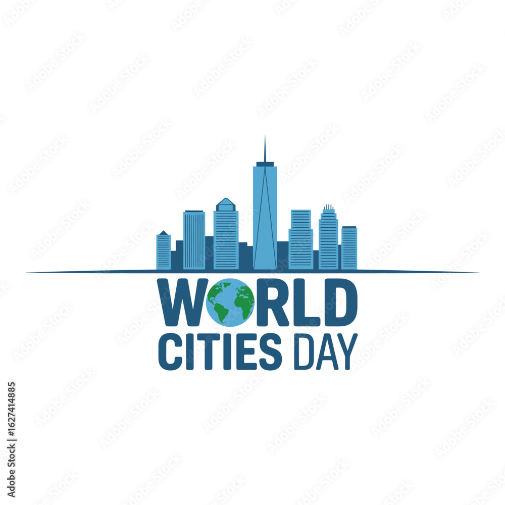 Obraz premium World cities day with cityscape on white background