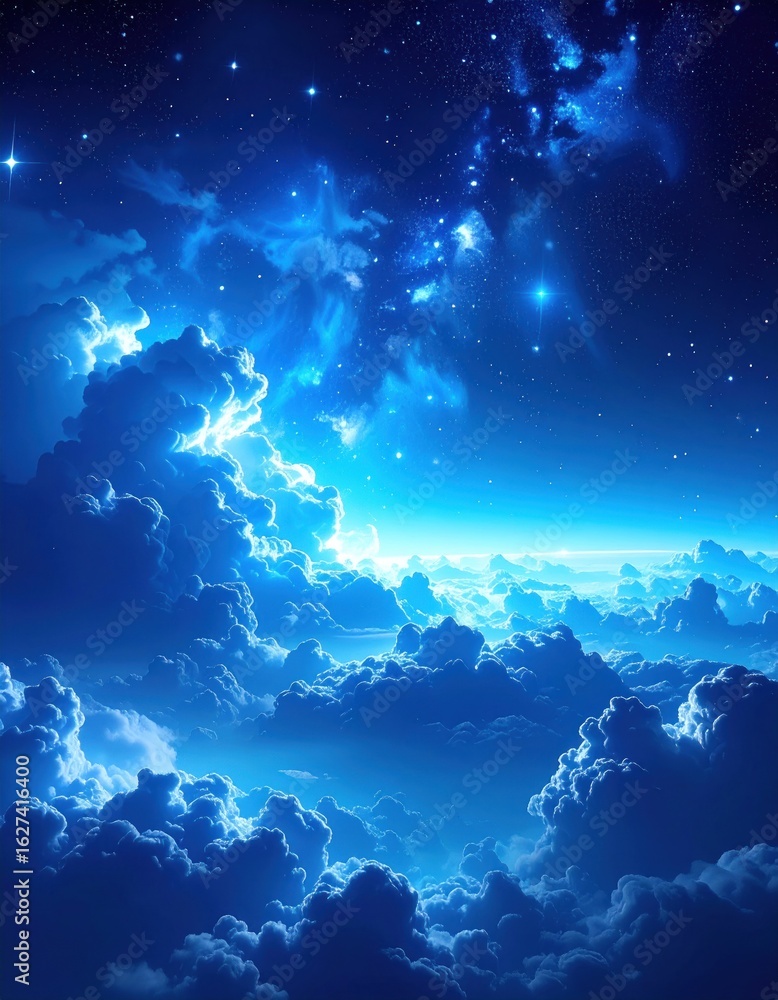 Obraz premium Cosmic cloudscape, vibrant blue