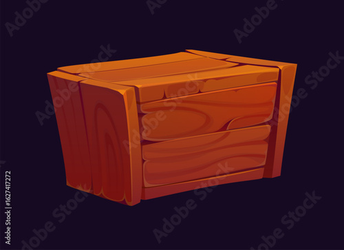 Cartoon pirate wooden chest with treasure for game icon of Caribbean adventure, vector symbol. Pirates wooden chest or ship storage and corsair treasure container box, seafaring and marine case