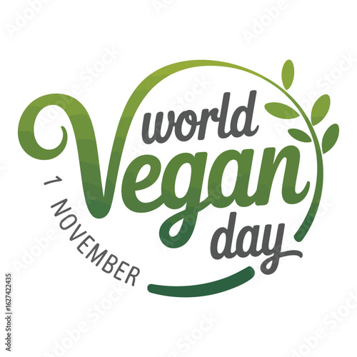 World vegan day lettering on white background vector art